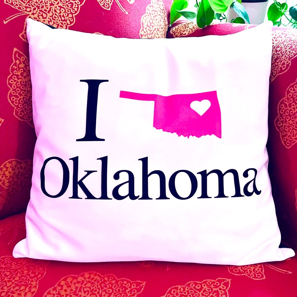 I Love Oklahoma Reversible ZigZag Accent Throw Pillow